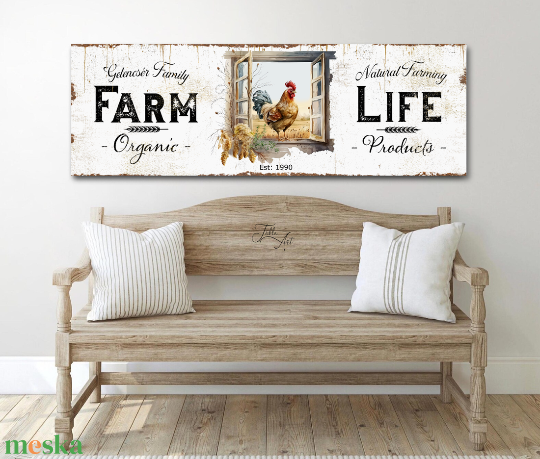 2760 Farm life, kakas - családnévvel rozsdás hatású vászonkép 60x20 cm vagy 90x30 cm méretben - otthon & életmód - dekoráció - kép & falikép - táblakép - Meska.hu 2760 Farm life, kakas - családnévvel rozsdás hatású vászonkép 60x20 cm vagy 90x30 cm méretben - otthon & életmód - dekoráció - kép & falikép - táblakép - Meska.hu