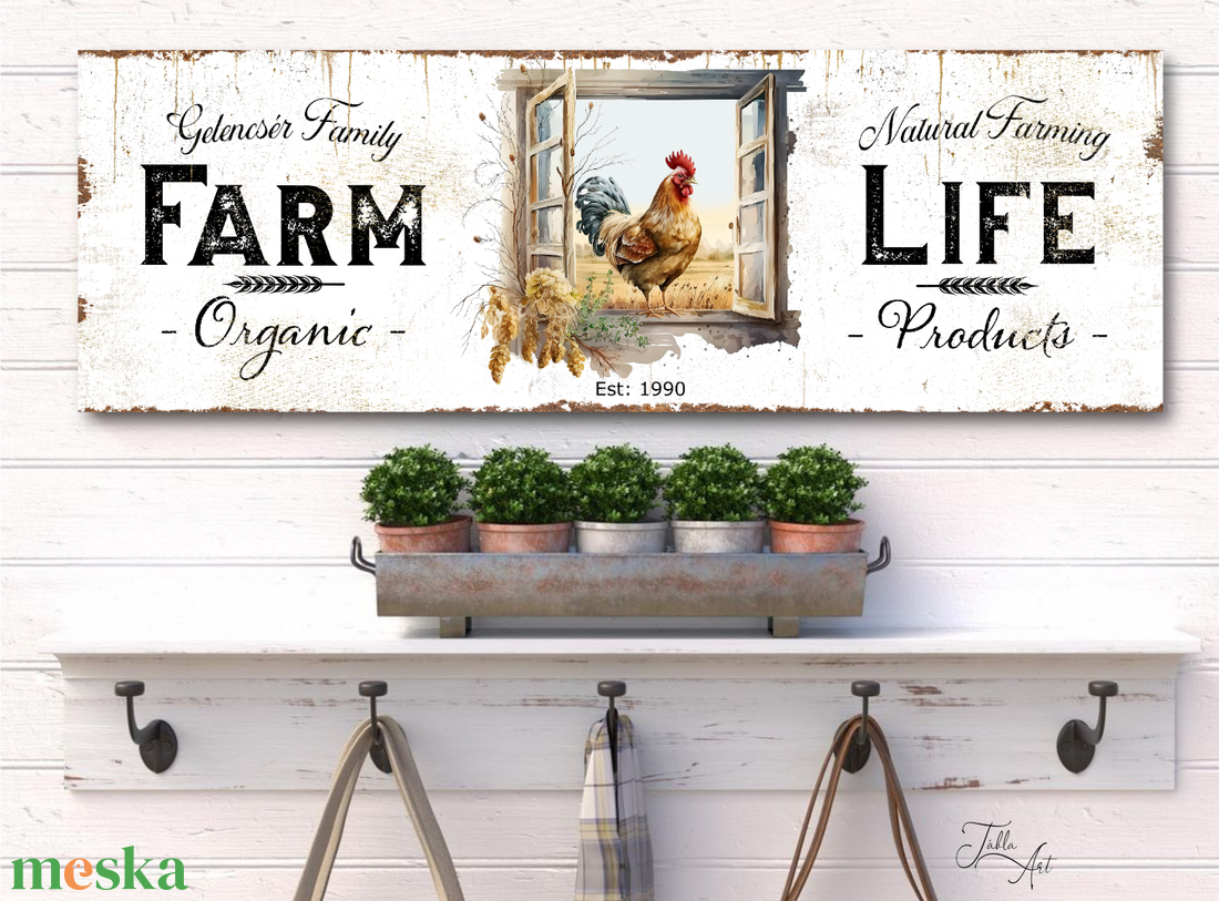 2760 Farm life, kakas - családnévvel rozsdás hatású vászonkép 60x20 cm vagy 90x30 cm méretben - otthon & életmód - dekoráció - kép & falikép - táblakép - Meska.hu 2760 Farm life, kakas - családnévvel rozsdás hatású vászonkép 60x20 cm vagy 90x30 cm méretben - otthon & életmód - dekoráció - kép & falikép - táblakép - Meska.hu