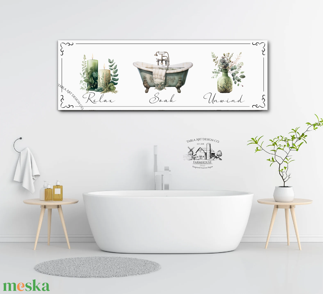 Relax Soak Unwind vászonkép 60x20 cm vagy 90x30 cm méretben - otthon & lakás - dekoráció - kép & falikép - táblakép - Meska.hu