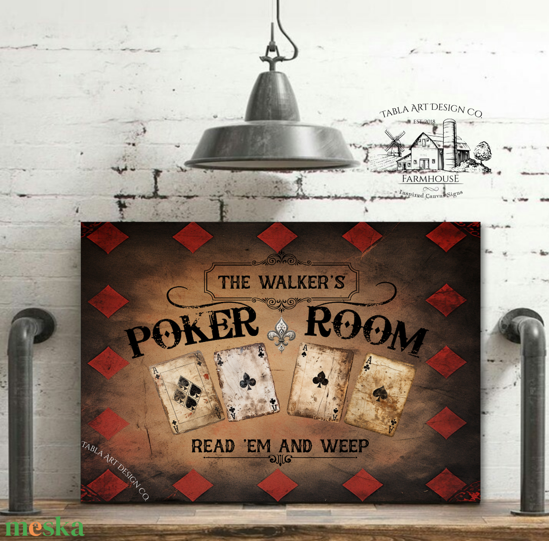 Poker Room családnévvel - vászonkép különböző méretben - otthon & életmód - dekoráció - kép & falikép - táblakép - Meska.hu Poker Room családnévvel - vászonkép különböző méretben - otthon & életmód - dekoráció - kép & falikép - táblakép - Meska.hu