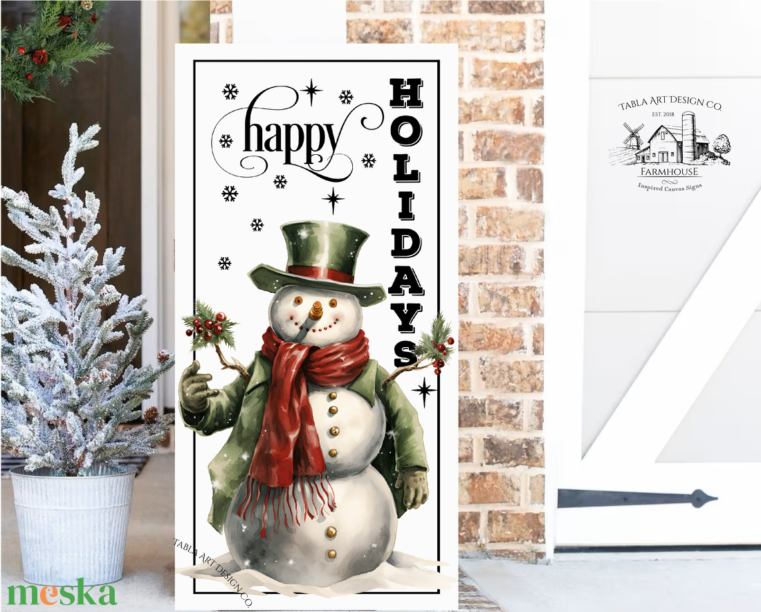 Happy Holidays Hóember - karácsonyi vászonkép különböző méretben - otthon & életmód - dekoráció - kép & falikép - táblakép - Meska.hu Happy Holidays Hóember - karácsonyi vászonkép különböző méretben - otthon & életmód - dekoráció - kép & falikép - táblakép - Meska.hu