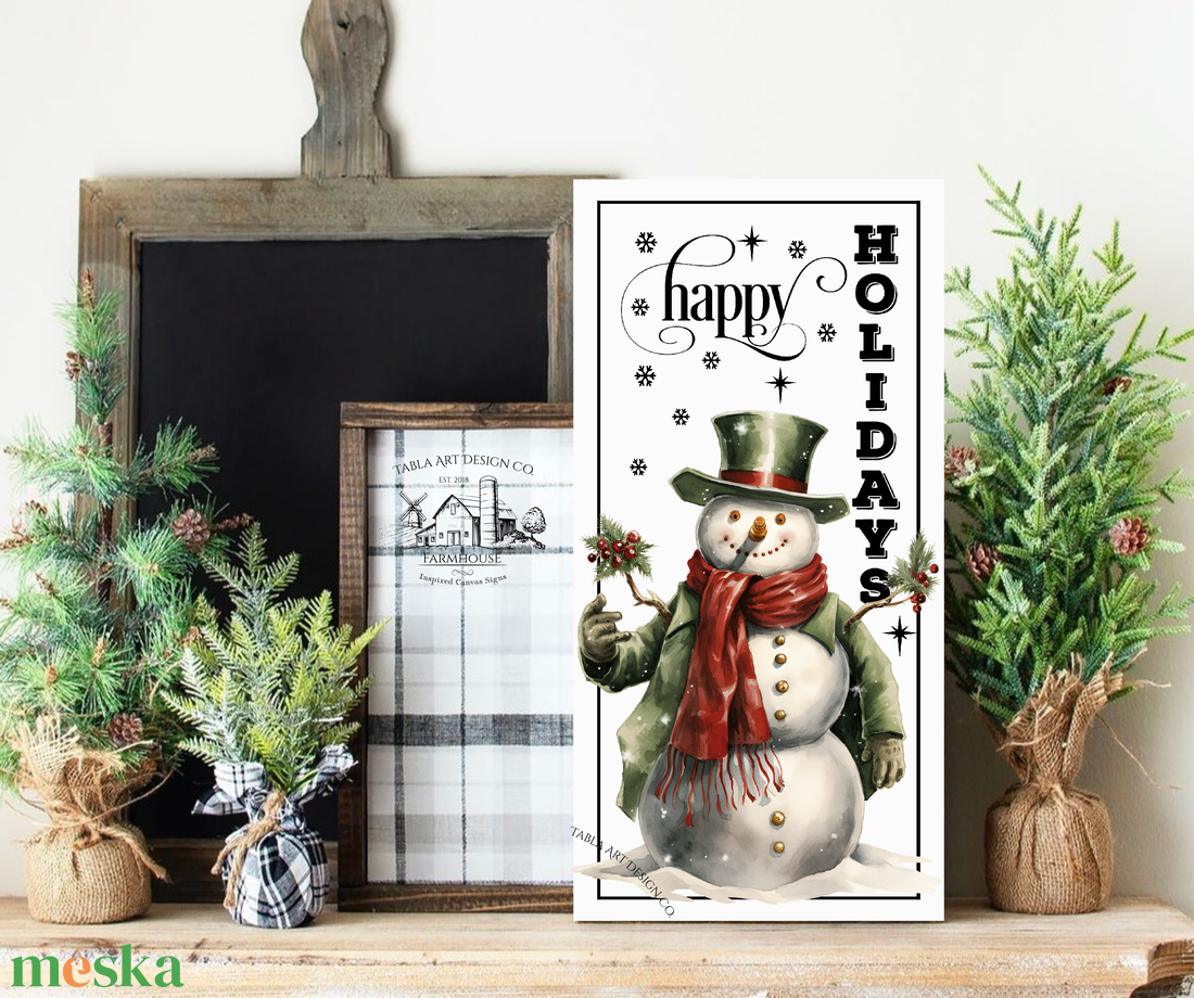 Happy Holidays Hóember - karácsonyi vászonkép különböző méretben - otthon & életmód - dekoráció - kép & falikép - táblakép - Meska.hu Happy Holidays Hóember - karácsonyi vászonkép különböző méretben - otthon & életmód - dekoráció - kép & falikép - táblakép - Meska.hu