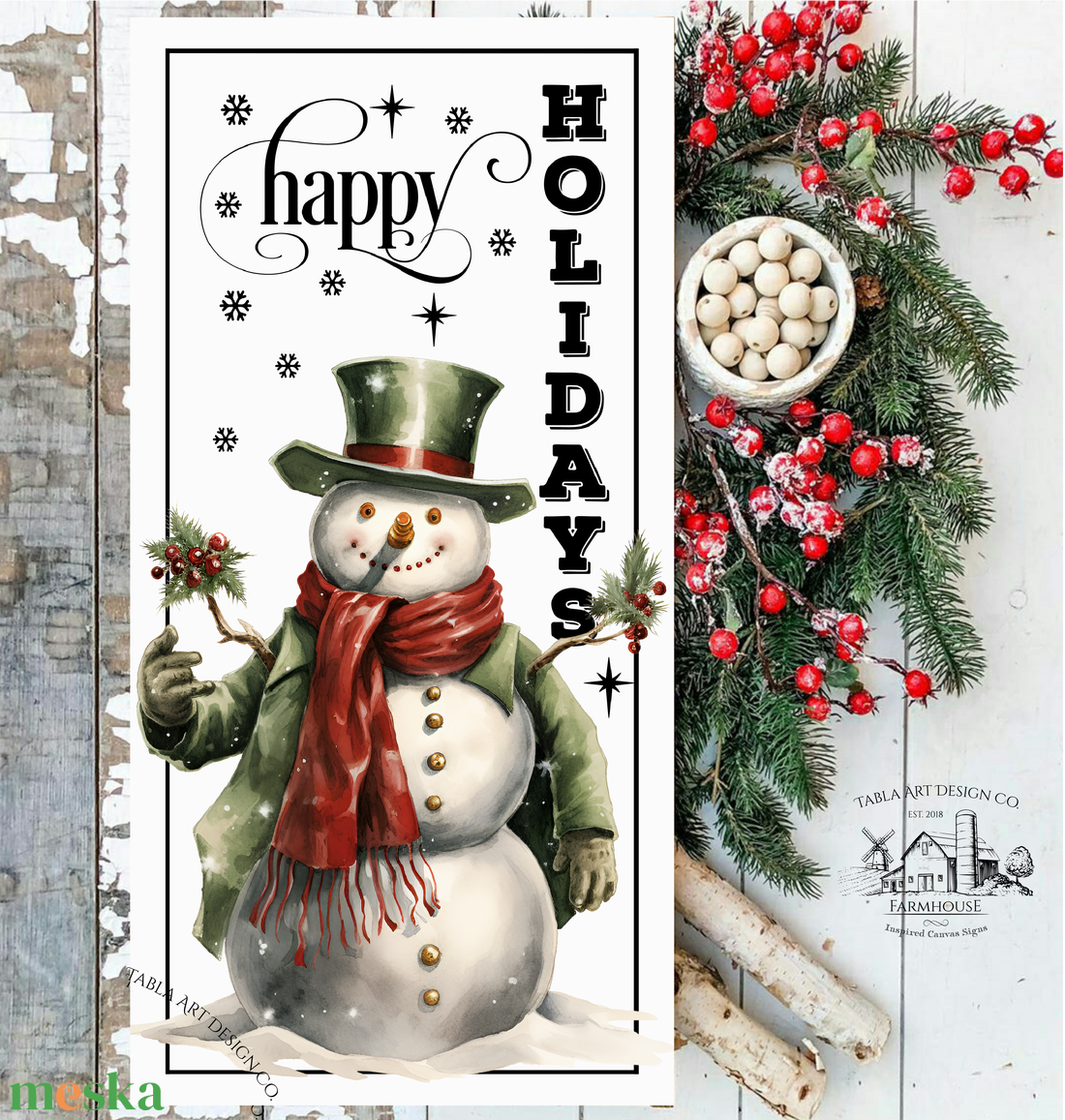 Happy Holidays Hóember - karácsonyi vászonkép különböző méretben - otthon & életmód - dekoráció - kép & falikép - táblakép - Meska.hu Happy Holidays Hóember - karácsonyi vászonkép különböző méretben - otthon & életmód - dekoráció - kép & falikép - táblakép - Meska.hu