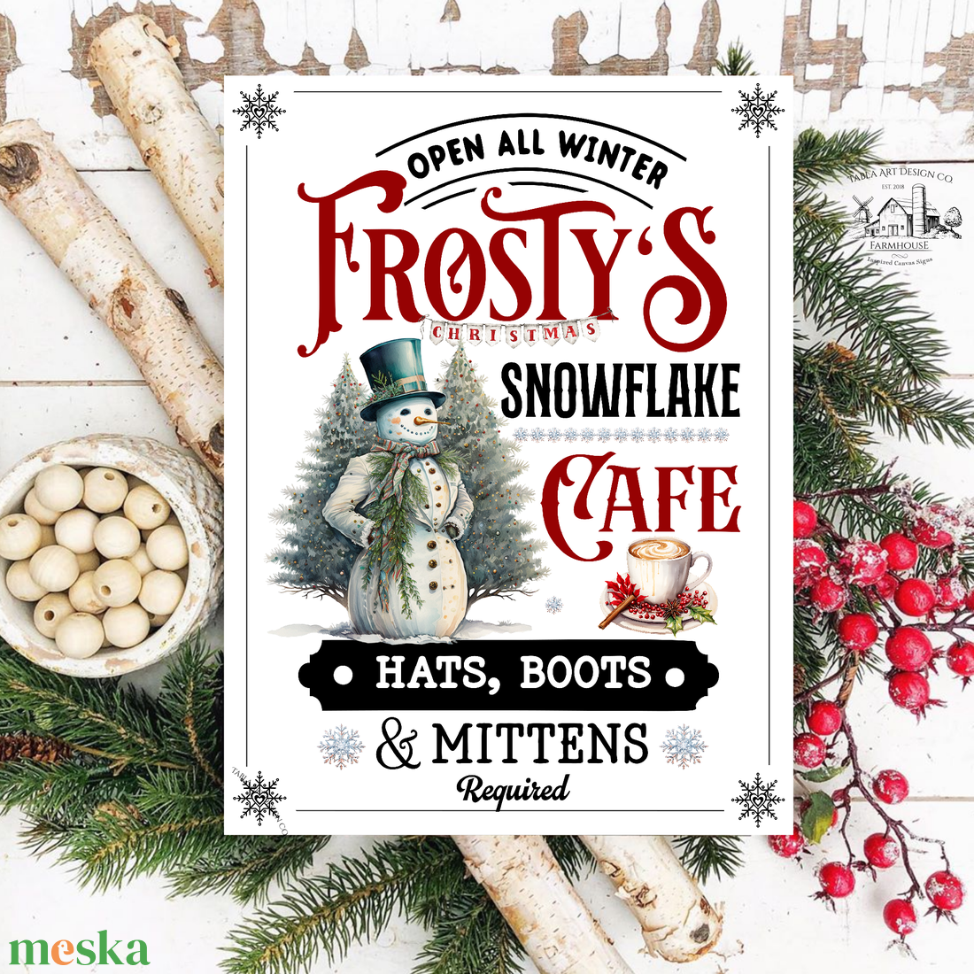 Frosty's Snowflake coffee - karácsonyi vászonkép különböző méretben - otthon & életmód - dekoráció - kép & falikép - táblakép - Meska.hu