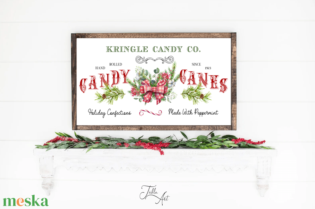 Kringle Candy Co. 60x30 cm karácsonyi fa tábla  - otthon & életmód - dekoráció - kép & falikép - táblakép - Meska.hu