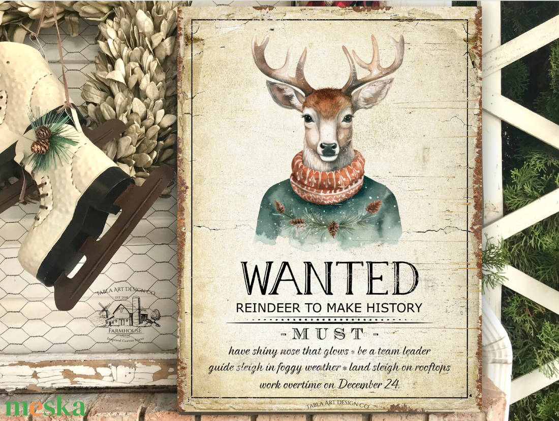 Wanted Reindeer (szakadt régi papír hatás) - karácsonyi vászonkép különböző méretben - otthon & életmód - dekoráció - kép & falikép - táblakép - Meska.hu Wanted Reindeer (szakadt régi papír hatás) - karácsonyi vászonkép különböző méretben - otthon & életmód - dekoráció - kép & falikép - táblakép - Meska.hu