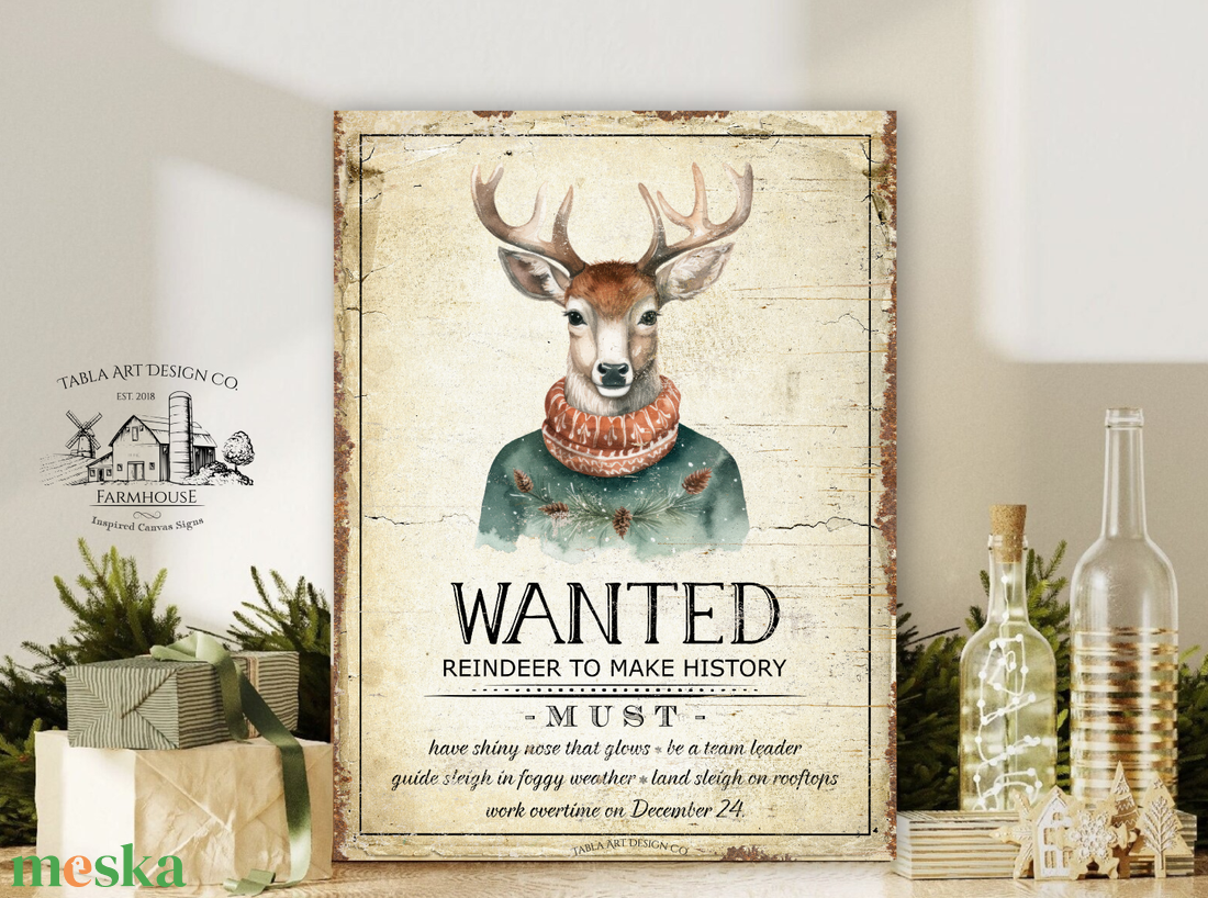 Wanted Reindeer (szakadt régi papír hatás) - karácsonyi vászonkép különböző méretben - otthon & életmód - dekoráció - kép & falikép - táblakép - Meska.hu Wanted Reindeer (szakadt régi papír hatás) - karácsonyi vászonkép különböző méretben - otthon & életmód - dekoráció - kép & falikép - táblakép - Meska.hu