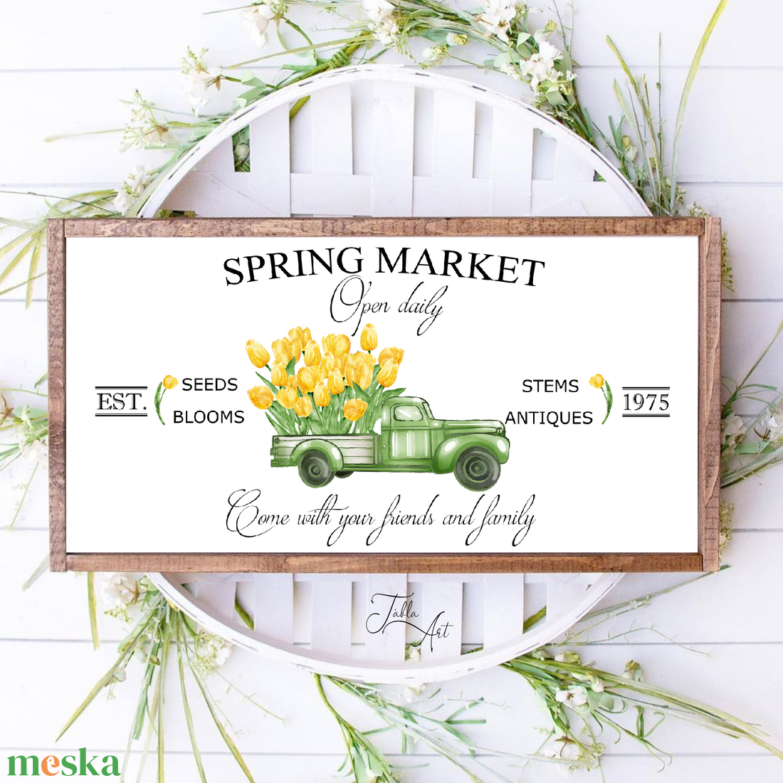 Spring market - sárga tulipán - 40x20 cm tavaszi fa tábla - otthon & lakás - dekoráció - kép & falikép - táblakép - Meska.hu