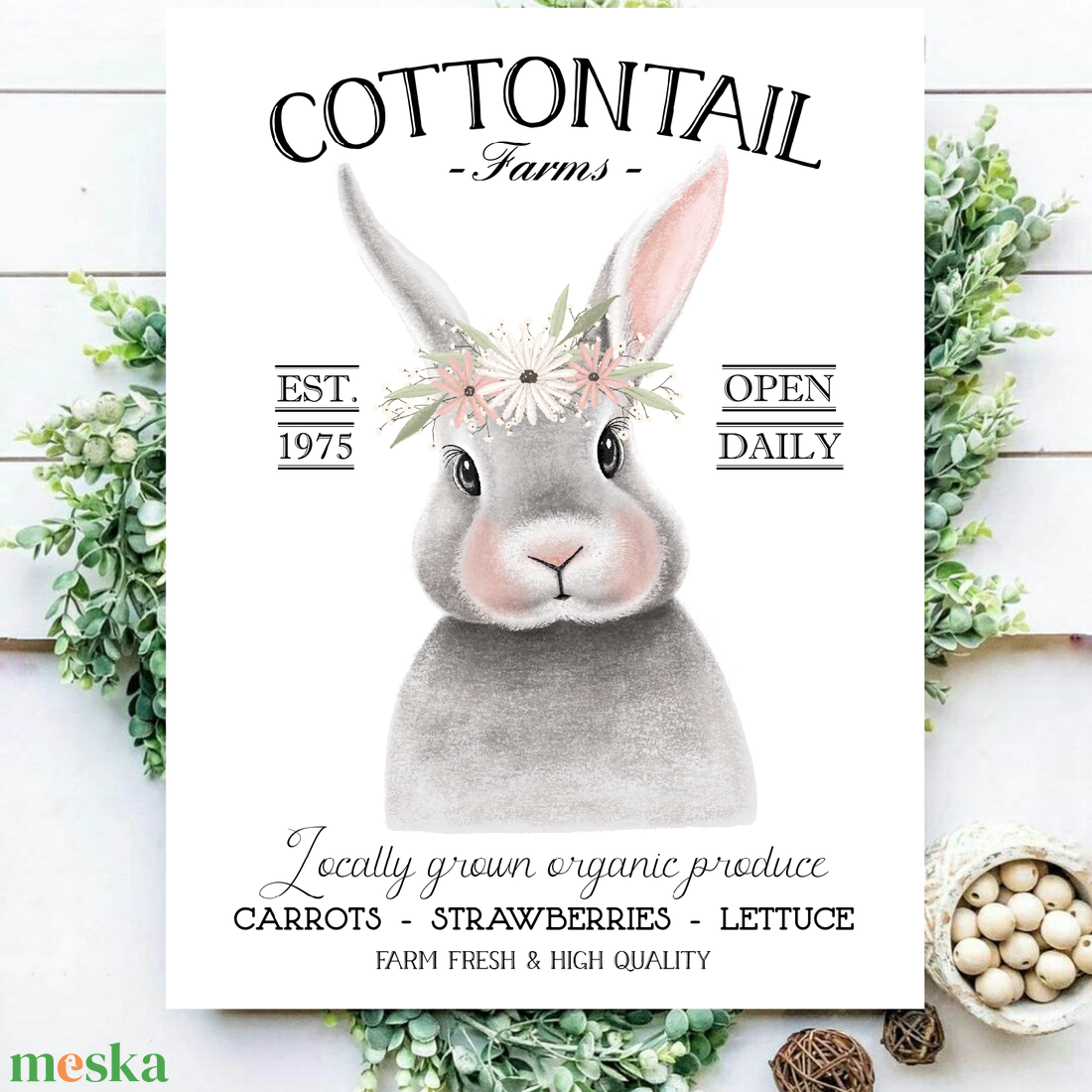 Cottontail Farms 40x30 cm tavaszi, húsvéti fa tábla - otthon & lakás - vallás - házi áldás - Meska.hu