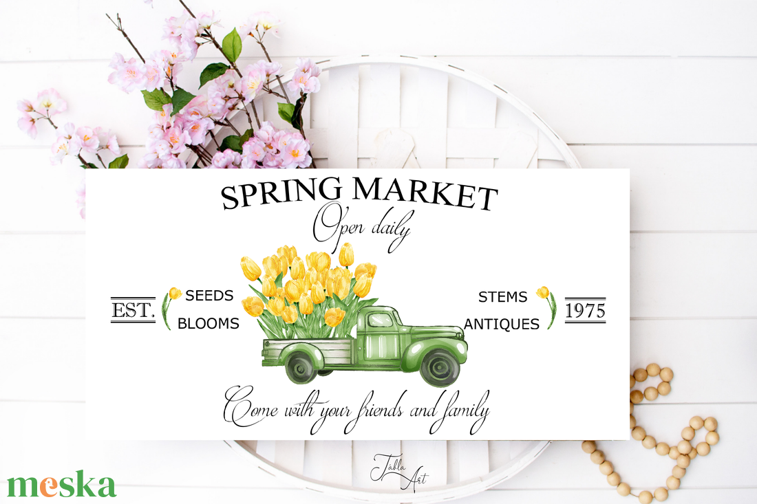 Spring market - sárga tulipánok - tavaszi, húsvéti vászonkép különböző méretben - otthon & lakás - dekoráció - kép & falikép - táblakép - Meska.hu