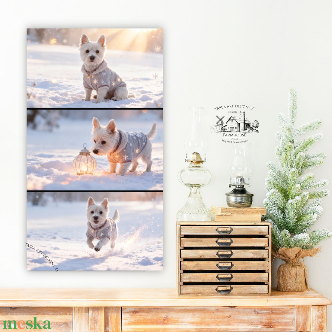 Havas vászonkép kedvenceddel 50x28 cm  - otthon & életmód - dekoráció - kép & falikép - táblakép - Meska.hu