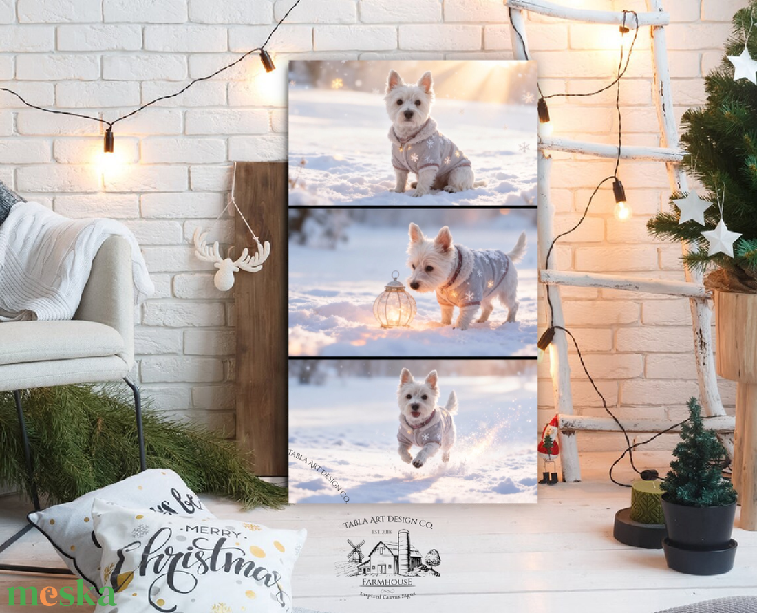 Havas vászonkép kedvenceddel 50x28 cm  - otthon & életmód - dekoráció - kép & falikép - táblakép - Meska.hu