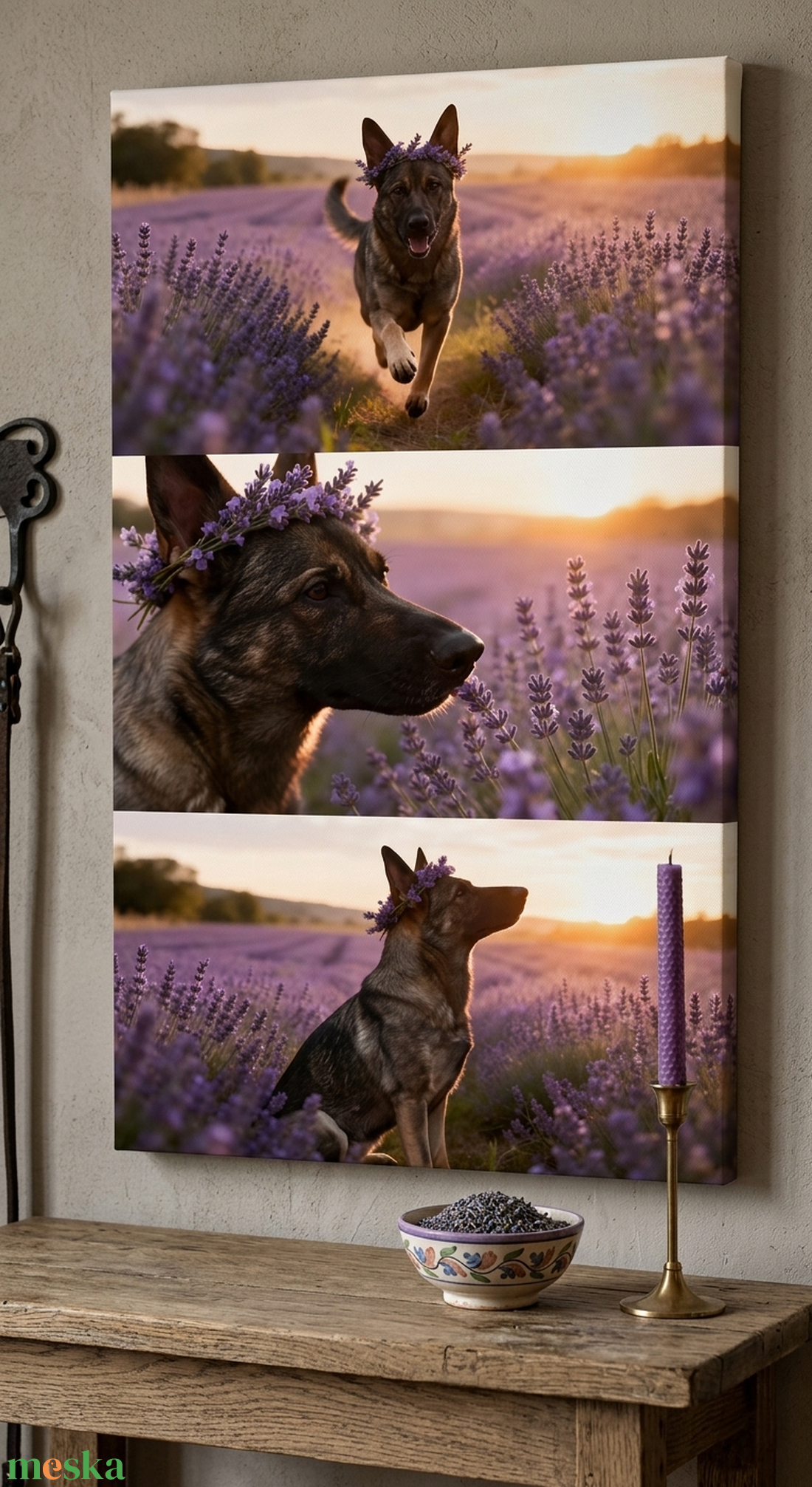 Levendula mezőn kedvenceddel - egyedi vászonkép 50x28 cm  - otthon & életmód - dekoráció - kép & falikép - táblakép - Meska.hu