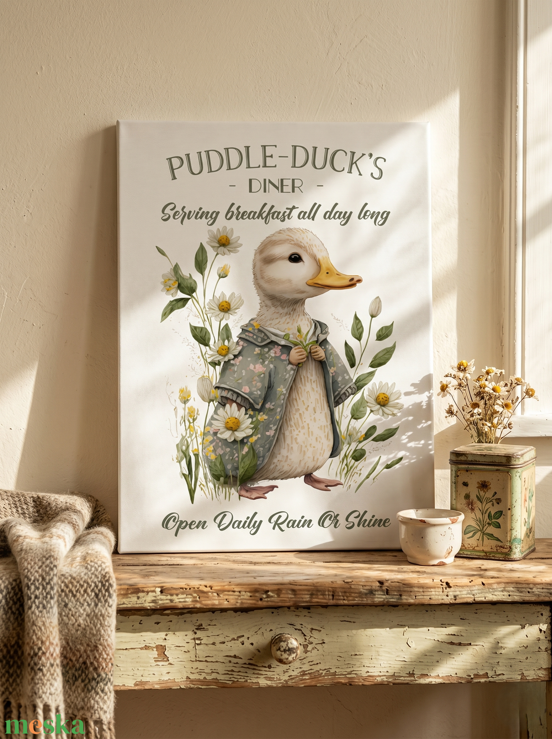 Puddle duck's diner 40x30 cm fa tábla vagy vászonkép többféle méretben, tavasz, húsvét - otthon & életmód - dekoráció - kép & falikép - táblakép - Meska.hu