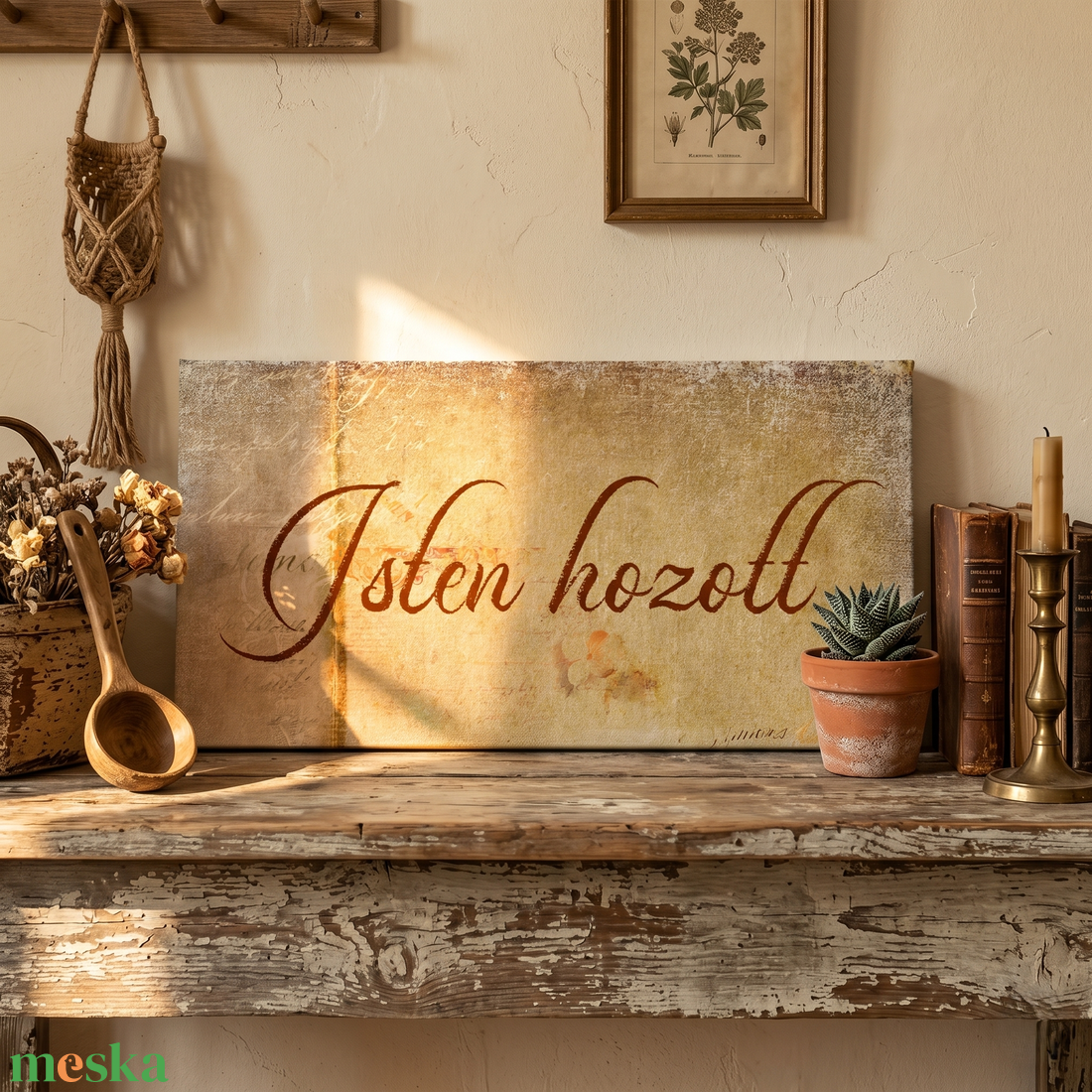 Isten hozott 40x20 cm fa tábla vagy vászonkép különböző méretben - otthon & életmód - dekoráció - kép & falikép - táblakép - Meska.hu