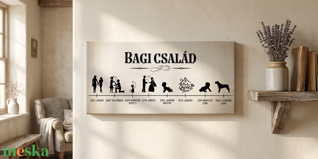 Családi dátumok - vászonkép különböző méretben - otthon & életmód - dekoráció - kép & falikép - táblakép - Meska.hu