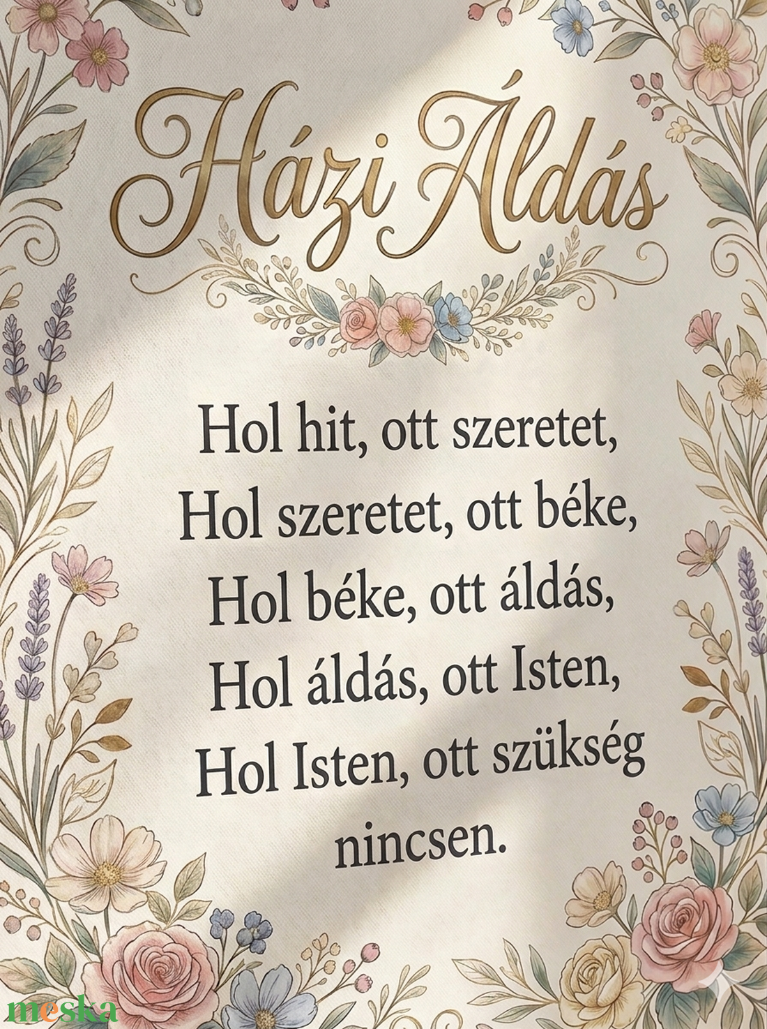 Házi áldás pasztell virágokkal - vászonkép különböző méretben - otthon & életmód - dekoráció - kép & falikép - táblakép - Meska.hu