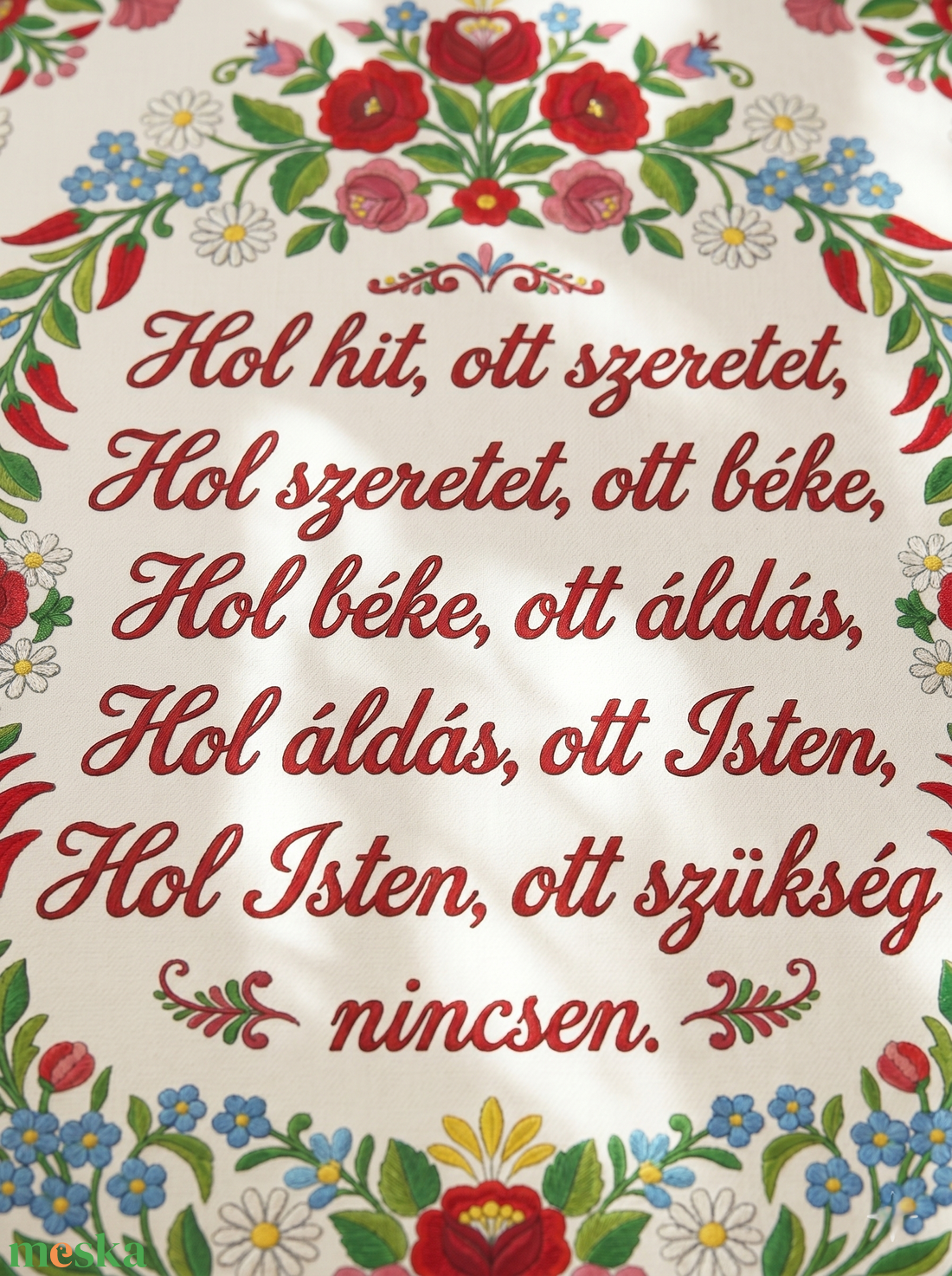 Házi áldás - kalocsai mintával - vászonkép különböző méretben - otthon & életmód - dekoráció - kép & falikép - táblakép - Meska.hu