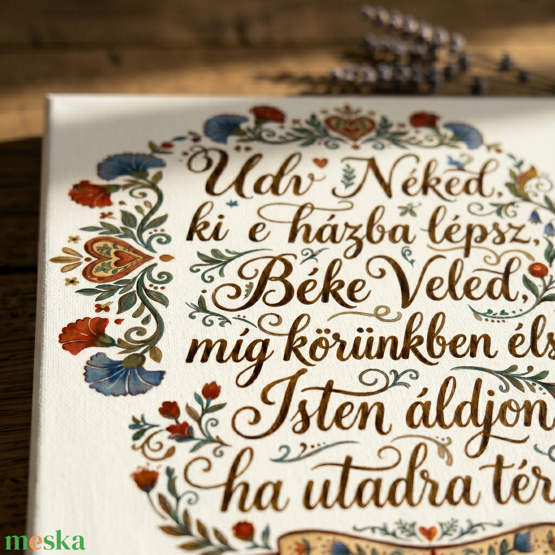 Üdv Néked ki e házba lépsz - vászonkép különböző méretben - otthon & életmód - dekoráció - kép & falikép - vászonkép - Meska.hu