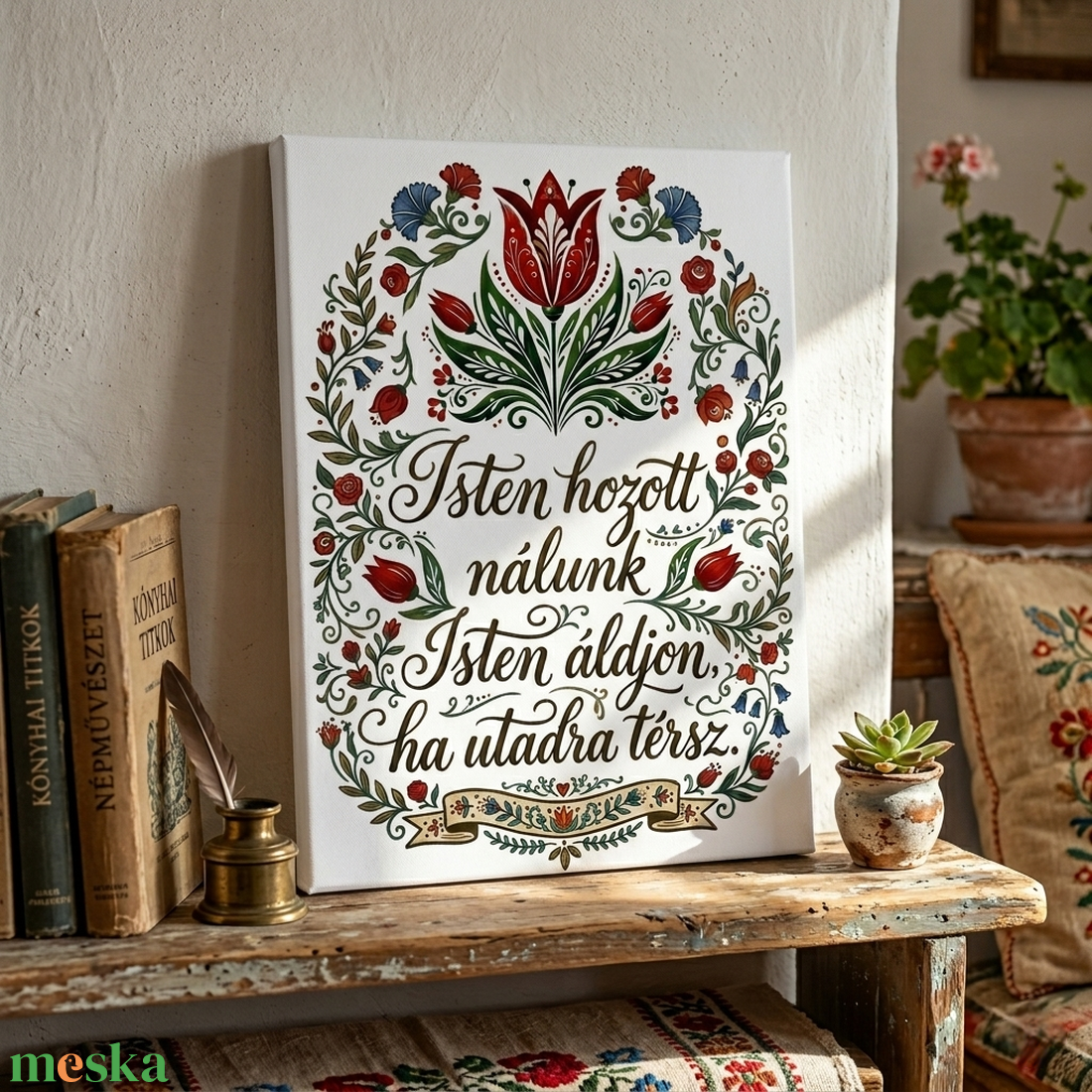 Isten hozott nálunk - vászonkép különböző méretben - otthon & életmód - dekoráció - kép & falikép - táblakép - Meska.hu