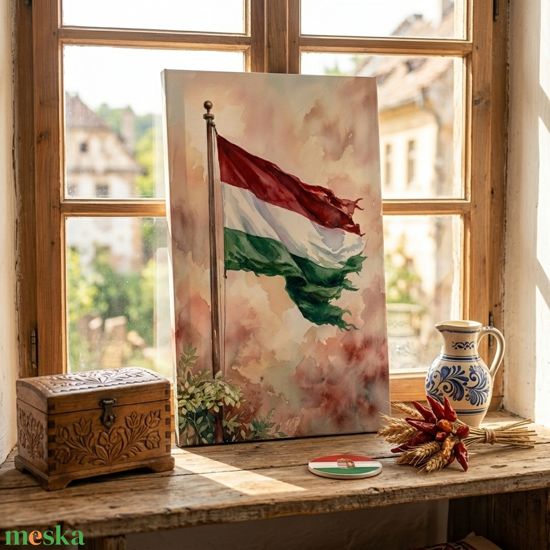 Magyar zászló akvarell vászonkép - otthon & életmód - dekoráció - kép & falikép - táblakép - Meska.hu