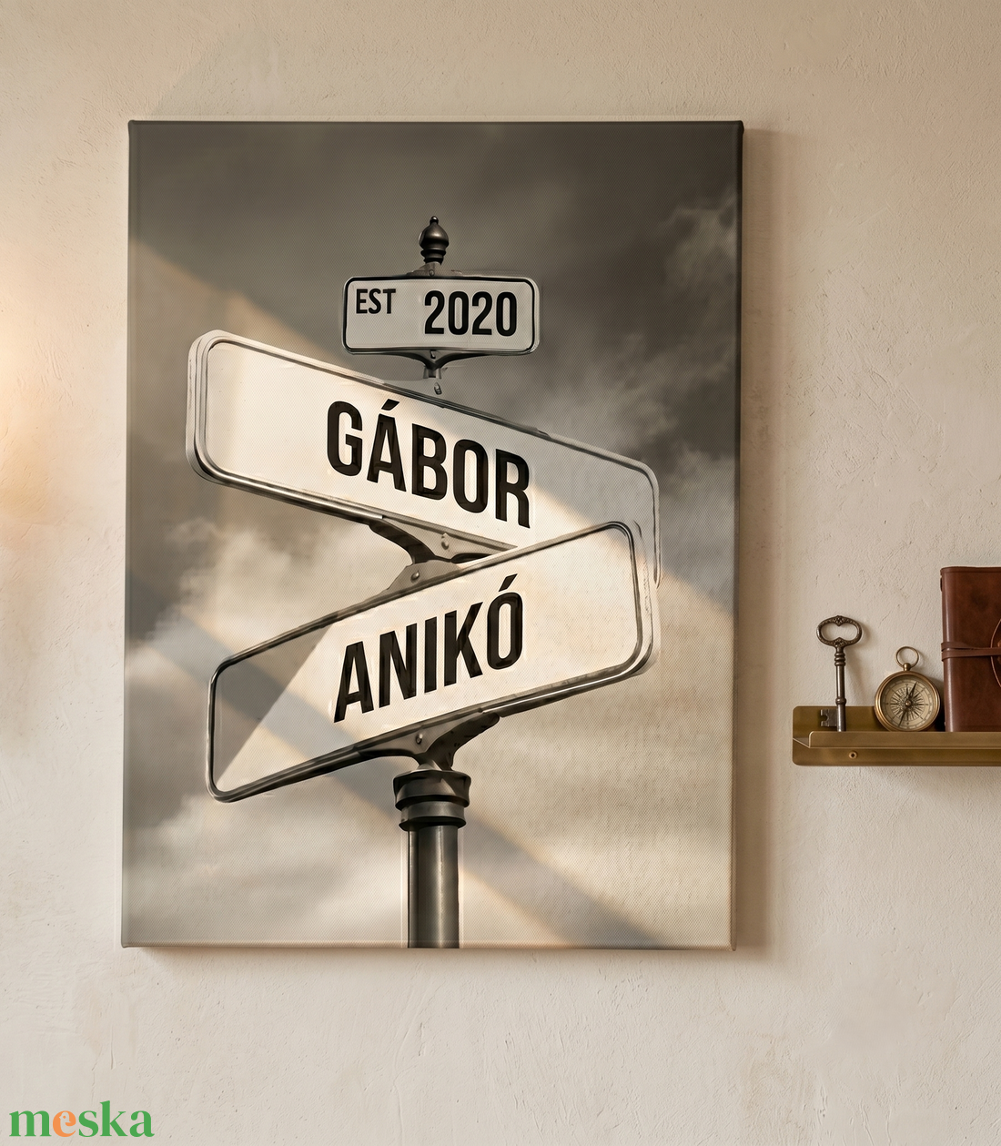 Egyedi nevek tábla - szürke felhős - egyedi vászonkép  - otthon & életmód - dekoráció - kép & falikép - vászonkép - Meska.hu