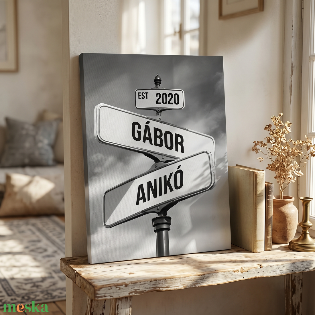 Egyedi nevek tábla - szürke felhős - egyedi vászonkép  - otthon & életmód - dekoráció - kép & falikép - vászonkép - Meska.hu