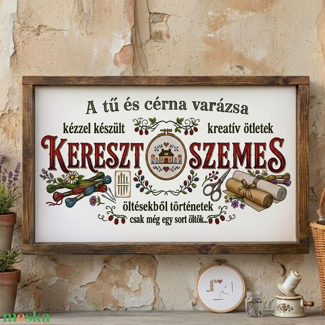 A tű és cérna varázsa - keresztszemes - otthon & életmód - dekoráció - kép & falikép - vászonkép - Meska.hu