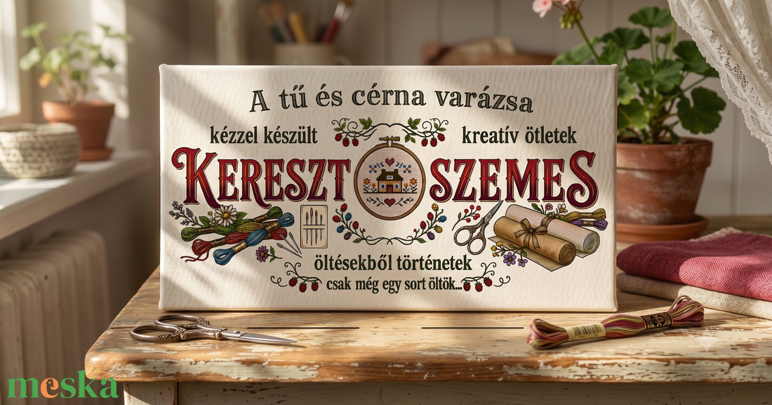 A tű és cérna varázsa - keresztszemes - otthon & életmód - dekoráció - kép & falikép - vászonkép - Meska.hu