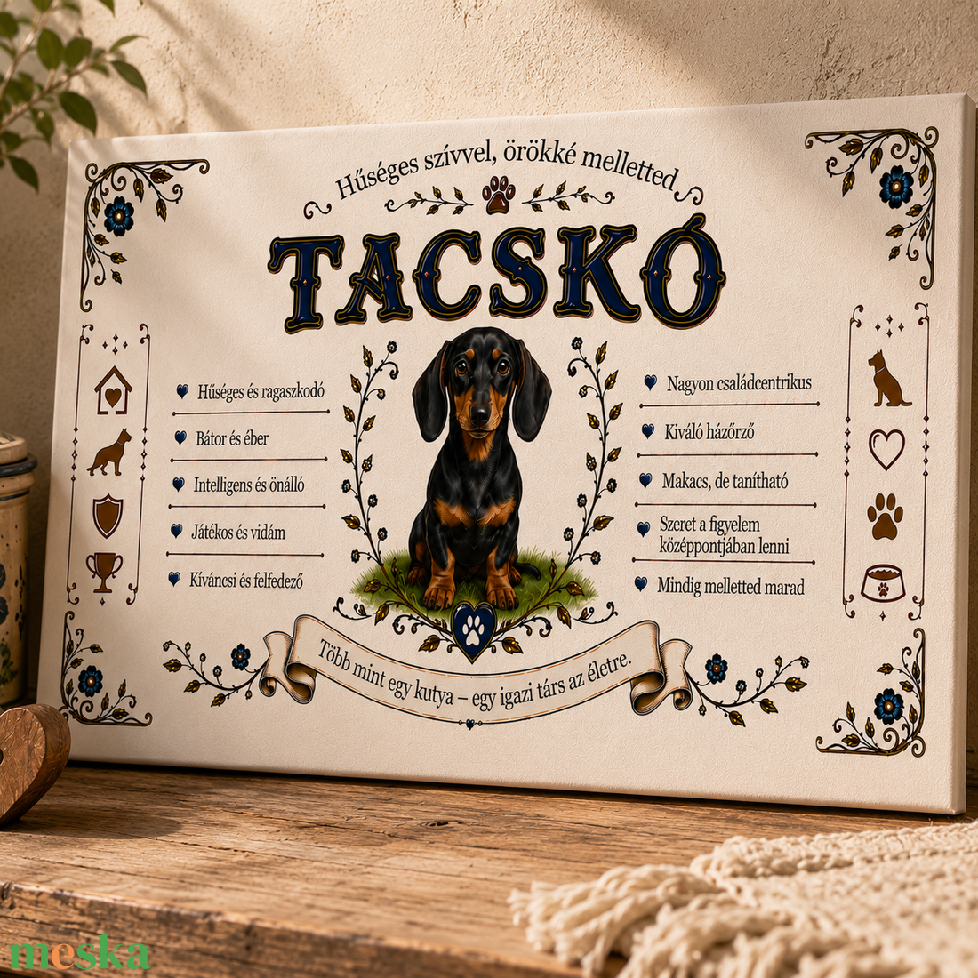Hűséges tacskó - egyedi vászonkép - otthon & életmód - dekoráció - kép & falikép - vászonkép - Meska.hu