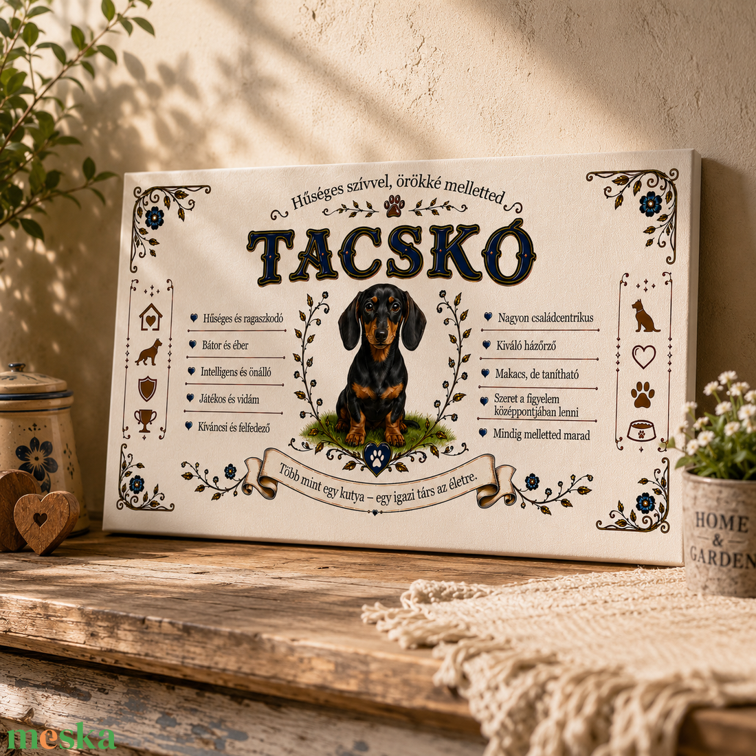 Hűséges tacskó - egyedi vászonkép - otthon & életmód - dekoráció - kép & falikép - vászonkép - Meska.hu
