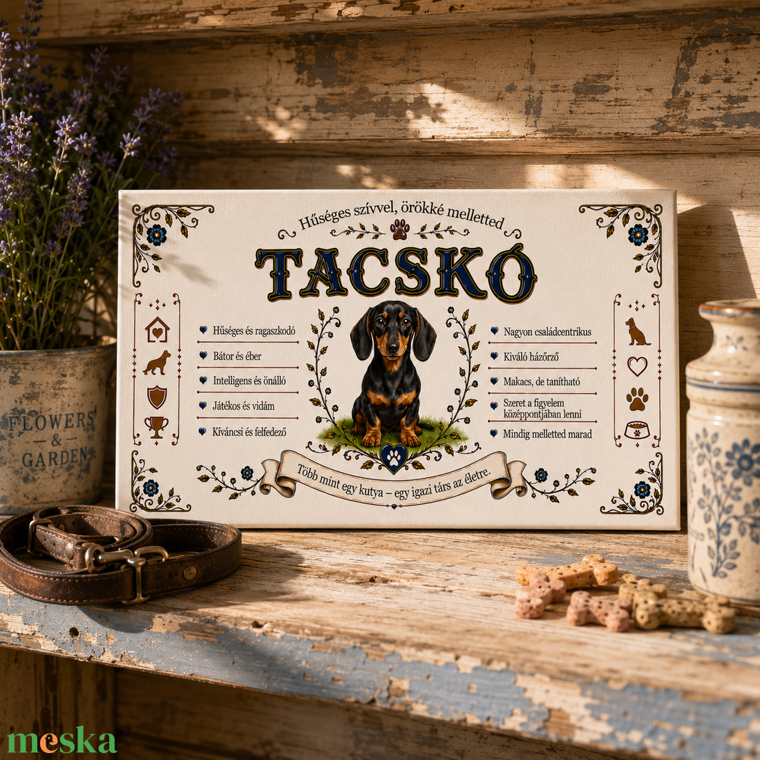 Hűséges tacskó - egyedi vászonkép - otthon & életmód - dekoráció - kép & falikép - vászonkép - Meska.hu