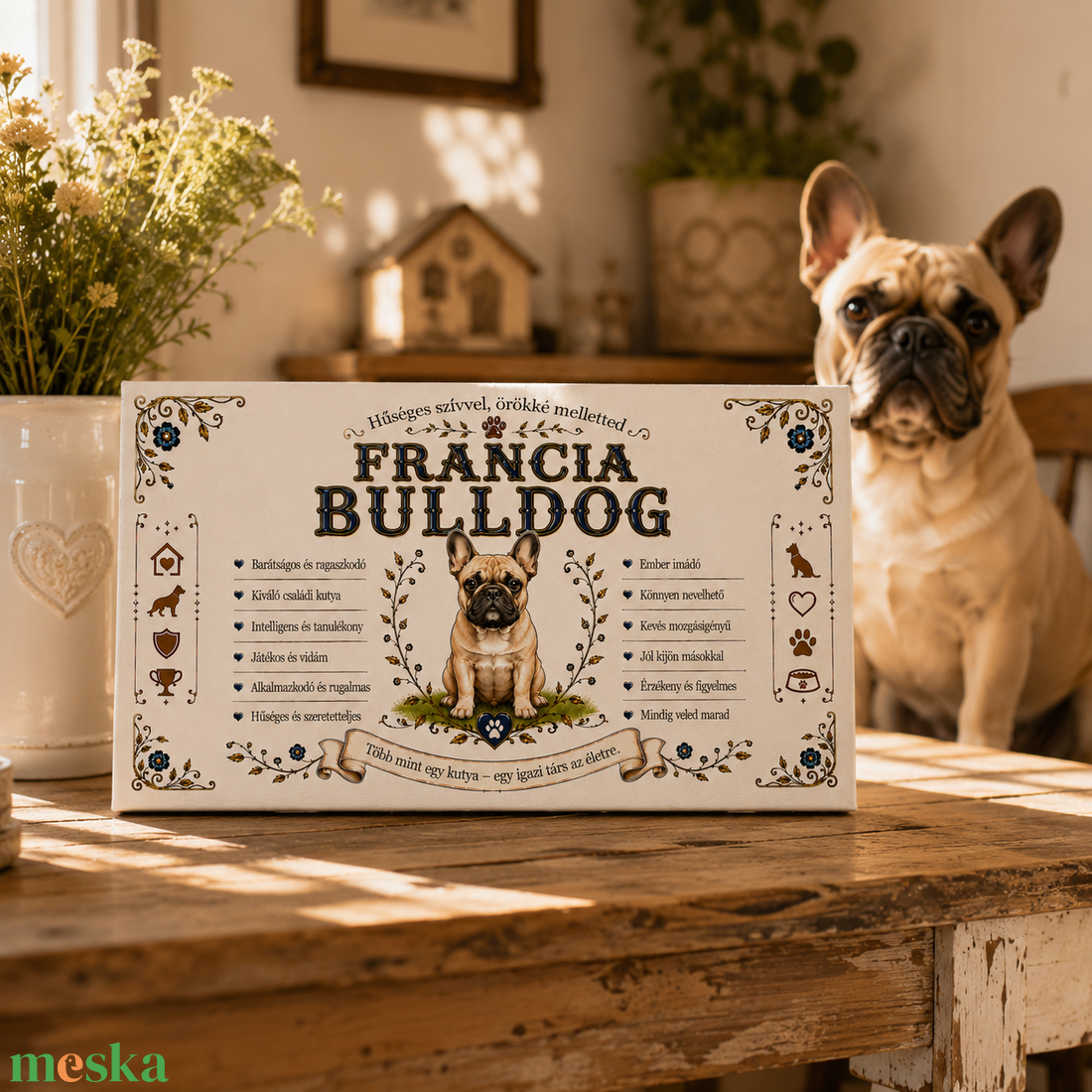 Hűséges francia bulldog - egyedi vászonkép - otthon & életmód - dekoráció - kép & falikép - vászonkép - Meska.hu