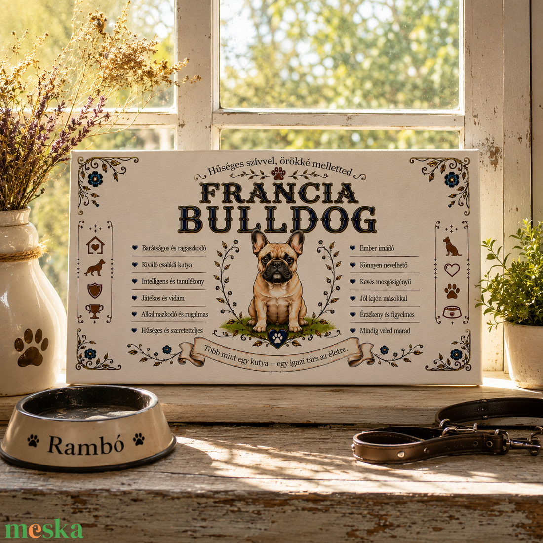 Hűséges francia bulldog - egyedi vászonkép - otthon & életmód - dekoráció - kép & falikép - vászonkép - Meska.hu