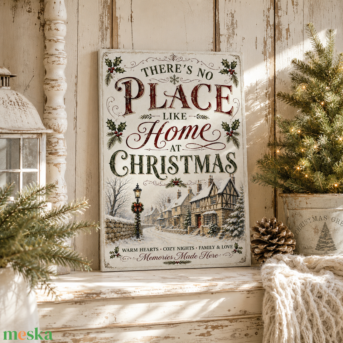 There's no place like home at Christmas - vászonkép - otthon & életmód - dekoráció - kép & falikép - vászonkép - Meska.hu