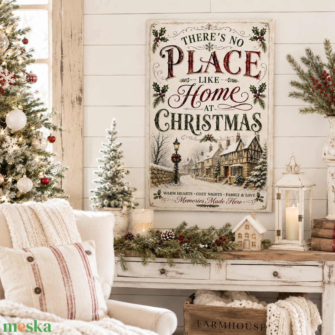 There's no place like home at Christmas - vászonkép - otthon & életmód - dekoráció - kép & falikép - vászonkép - Meska.hu
