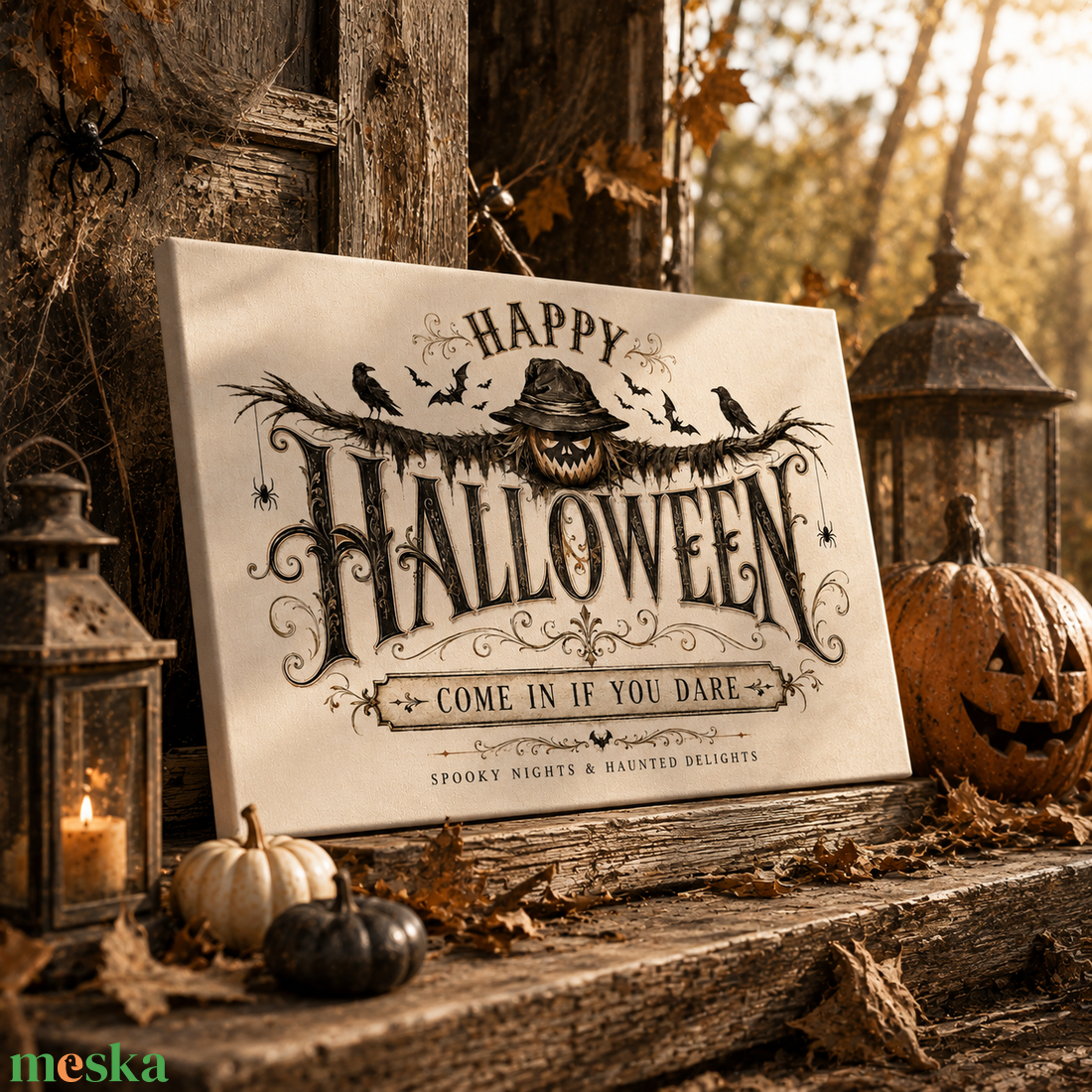 Happy Halloween, come in if you dare - vászonkép - otthon & életmód - dekoráció - halloween - halloweeni dekoráció - Meska.hu