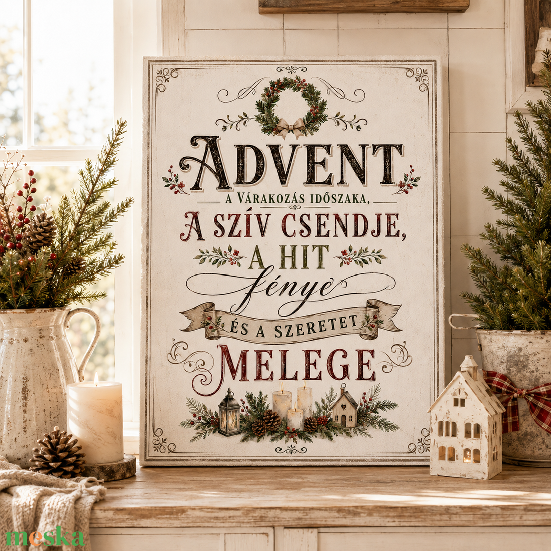 Advent, a várakozás időszaka - vászonkép - otthon & életmód - dekoráció - kép & falikép - vászonkép - Meska.hu