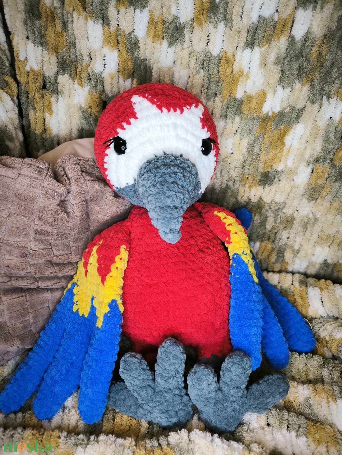 Horgolt nagy arapapagáj - játék & sport - plüssállat & játékfigura - madár - Meska.hu