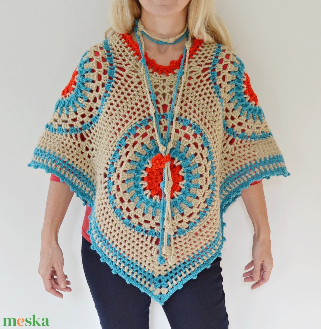 Mandala poncsó - ruha & divat - női ruha - poncsó - Meska.hu Mandala poncsó - ruha & divat - női ruha - poncsó - Meska.hu