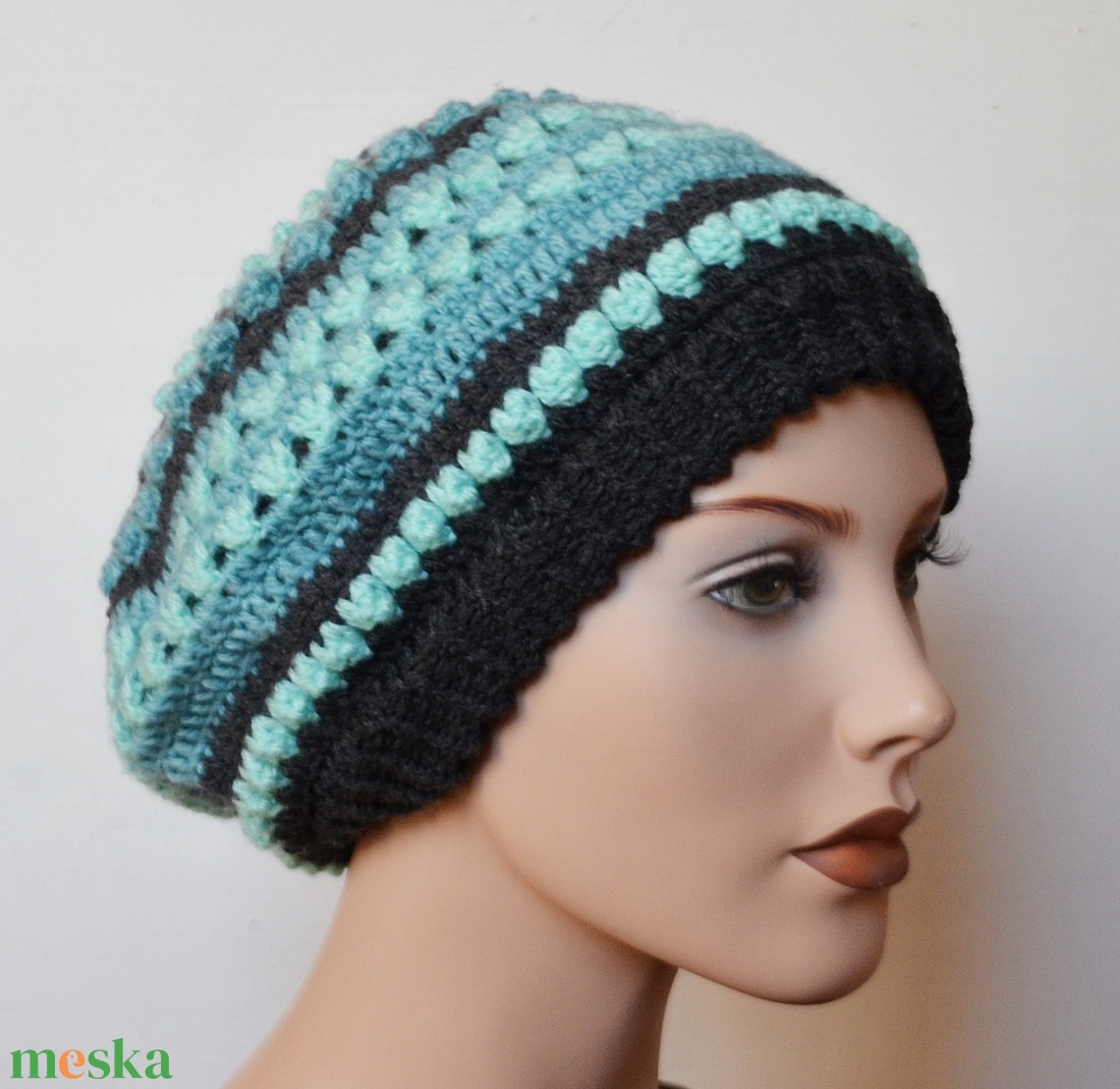 Menta beret sapka - horgolt menta színű beret / barette sapka - mentazöld - sötétszürke kombinációban - ruha & divat - sál, sapka, kendő - sapka - Meska.hu Menta beret sapka - horgolt menta színű beret / barette sapka - mentazöld - sötétszürke kombinációban - ruha & divat - sál, sapka, kendő - sapka - Meska.hu