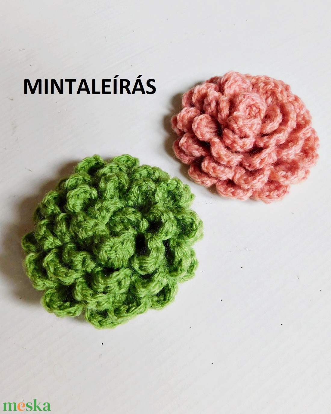 MINTALEÍRÁS - Horgolt rózsa 3 méretben - diy (csináld magad) - szabásminta, útmutató - horgolási minta - Meska.hu