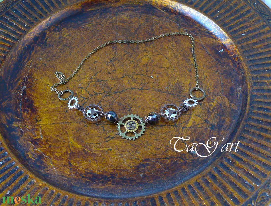 Steampunk  szett  ... nyaklánc és fülbevaló, trendi, extra, különleges, ipari romantika, design - ékszer - ékszerszett - Meska.hu