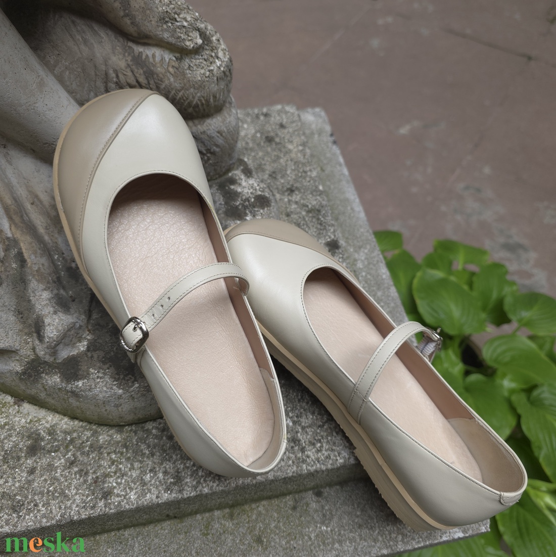 Kényelmes női balerina széles lábra: szürkés-bézs - ruha & divat - cipő & papucs - cipő, szandál - Meska.hu