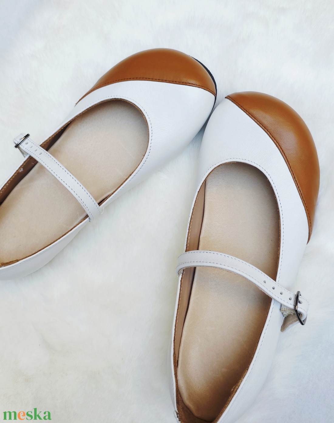 Kényelmes női balerina széles lábra � cappuccino - ruha & divat - cipő & papucs - cipő, szandál - Meska.hu