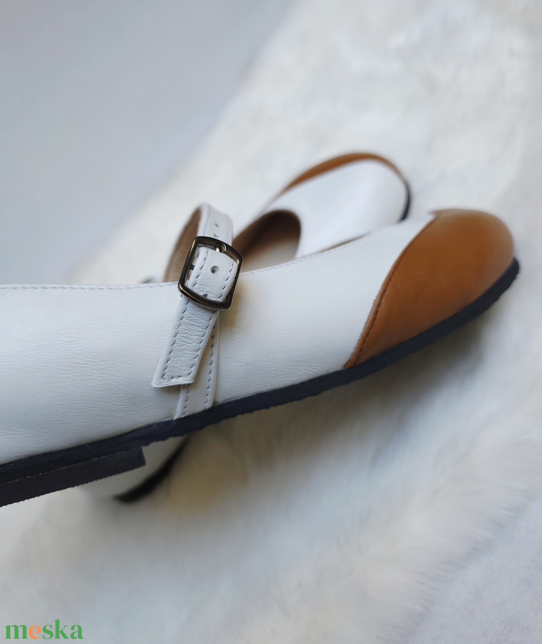 Kényelmes női balerina széles lábra � cappuccino - ruha & divat - cipő & papucs - cipő, szandál - Meska.hu