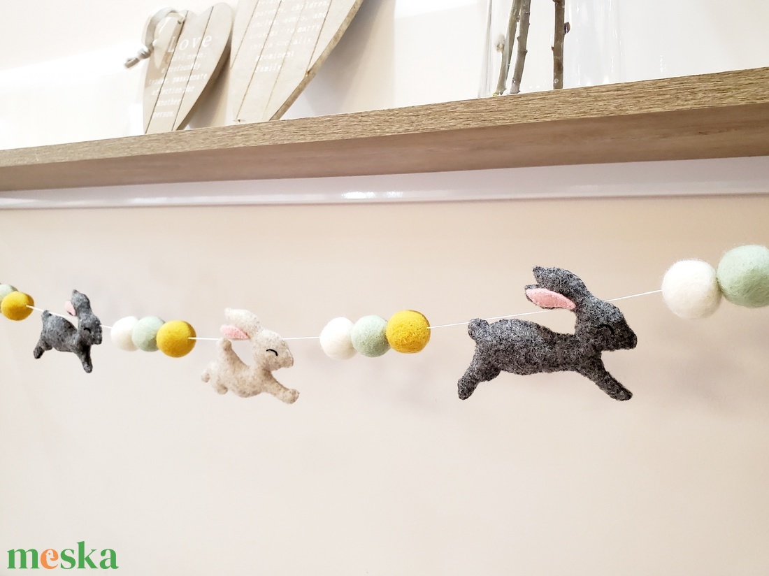 Nyuszis girland, füzér kiságyra, falra, polc alá - otthon & életmód - babaszoba, gyerekszoba - babaszoba, gyerekszoba - Meska.hu