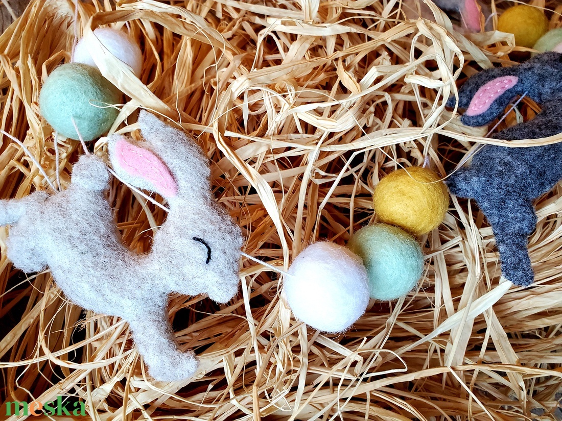 Nyuszis girland, füzér kiságyra, falra, polc alá - otthon & életmód - babaszoba, gyerekszoba - babaszoba, gyerekszoba - Meska.hu