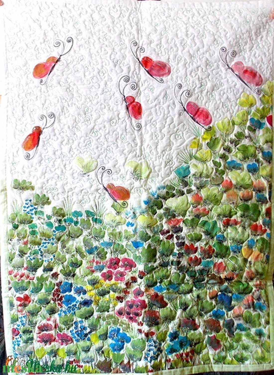 Pillangós kézzel festett tűzött falikép - otthon & életmód - dekoráció - kép & falikép - fából készült kép - Meska.hu