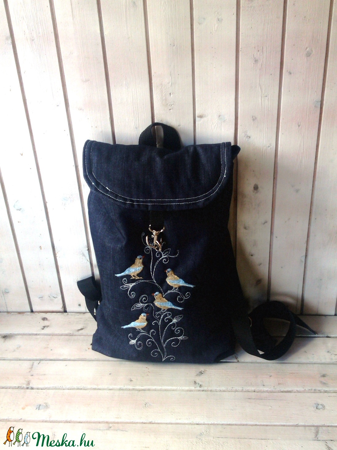 Madaras hátizsák, farmer hátizsák, női sötétkék farmer hátizsák. -  - Meska.hu